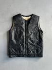 1990s REAL SHEARLING LEATHER VEST GILET JACKET