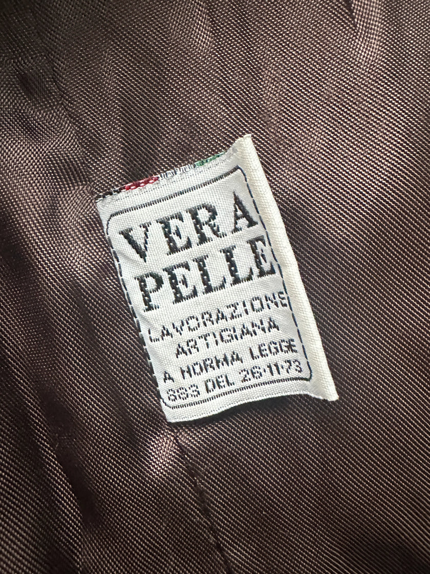 ANNA BIAGINI - 1990s CALF HAIR LEATHER LONG JACKET