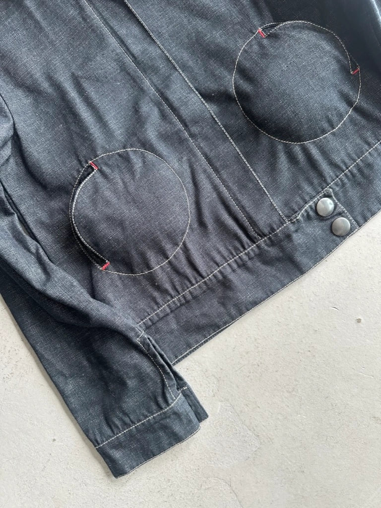 COP COPINE - 2000s CROP FIT DENIM JACKET WITH ROUND POCKETS