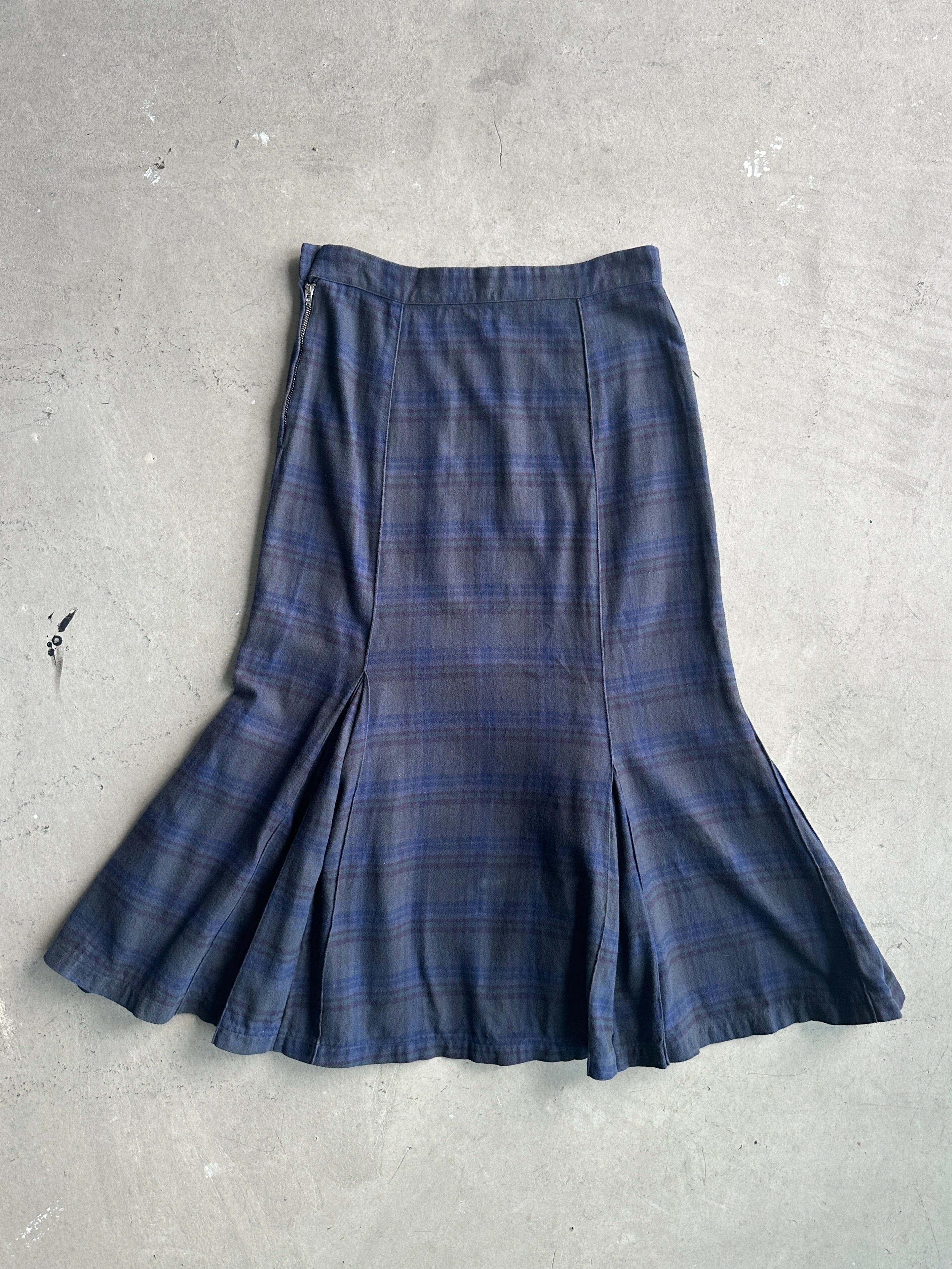 YOHJI YAMAMOTO Y's -  2000s PLAID SKIRT WITH FLARED HEM