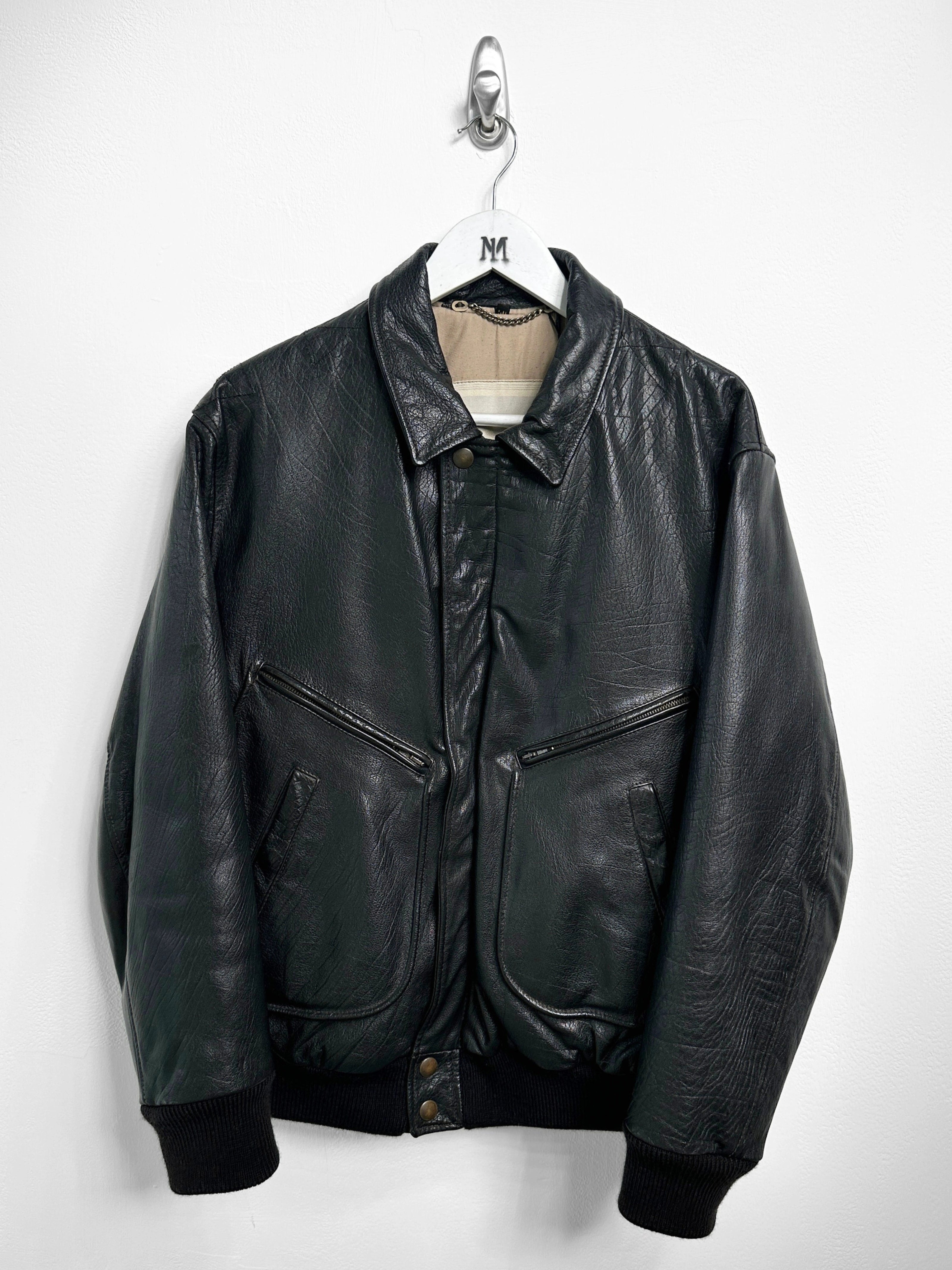 EMPORIO ARMANI - 1980s LEATHER BOMBER JACKET