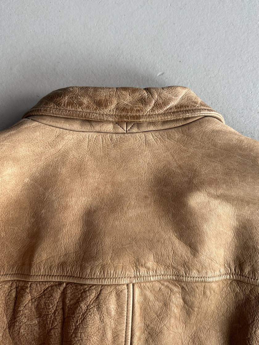 EMPORIO ARMANI - 1980s LEATHER BOMBER JACKET