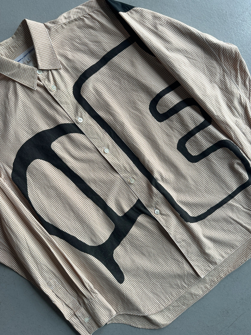 COMME DES GARÇONS SHIRT - F/W 2013 MICRO CHECK PATTERN SHIRT WITH OVERSIZED GRAPHIC AT FRONT