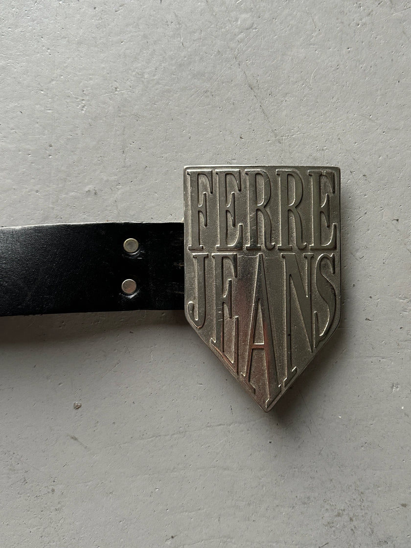 GIANFRANCO FERRÉ - 1990s OVERSIZED BUCKLE LEATHER BELT