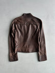 DIESEL - 2000s ASYMMETRICAL ZIP FRONT LEATHER BIKER JACKET
