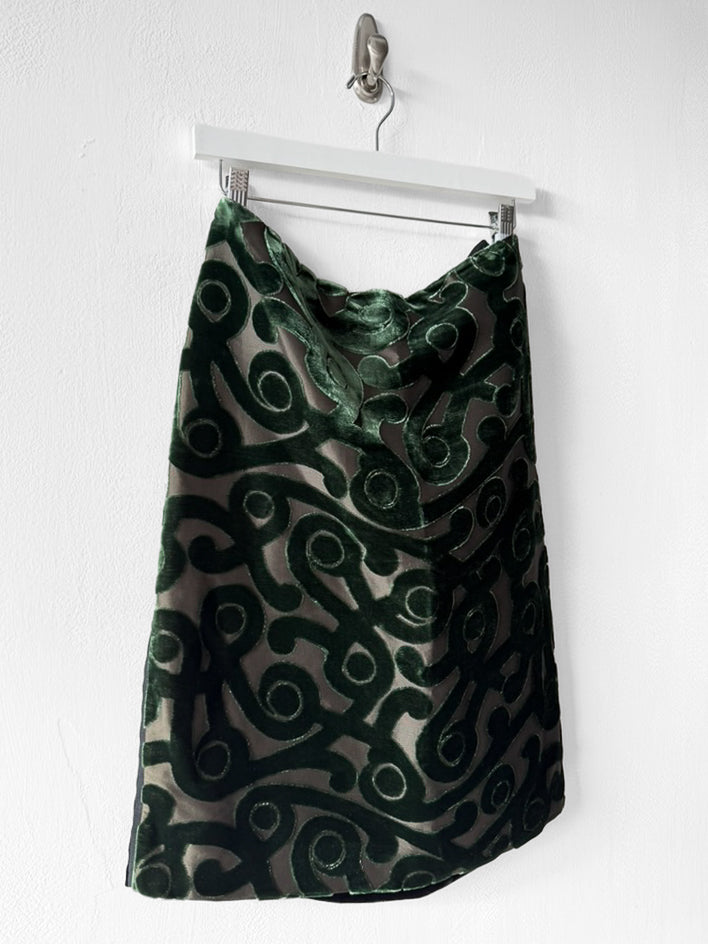 PRADA - F/W 2009 DEVORE VELVET KNEE LENGTH SKIRT