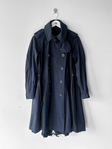 SACAI - S/S 2017 DOUBLE BREASTED TRENCH COAT WITH DRAWCORD GATHERED HEM