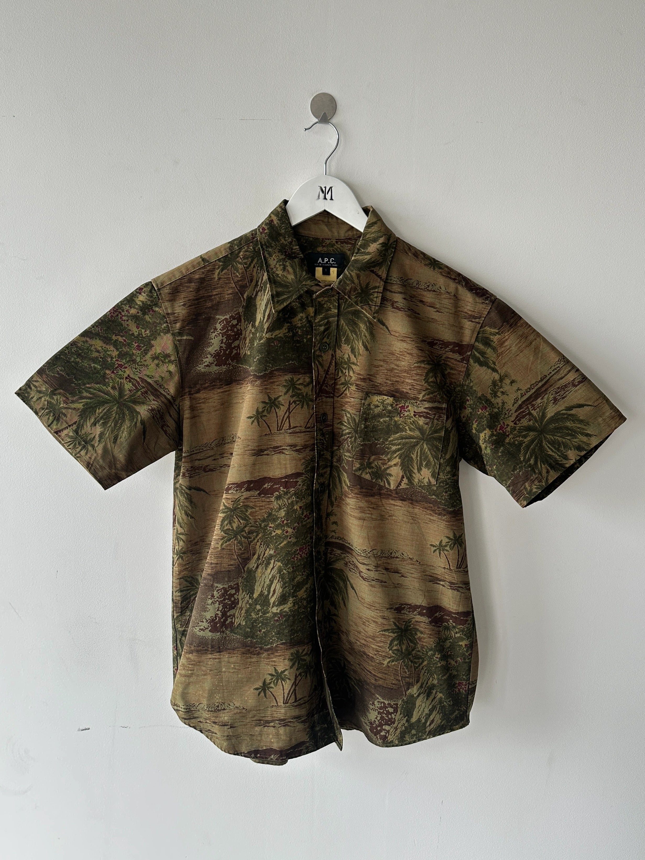 A.P.C. - S/S 2004 TROPICAL PRINT TEXTURED SHORT SLEEVE SHIRT