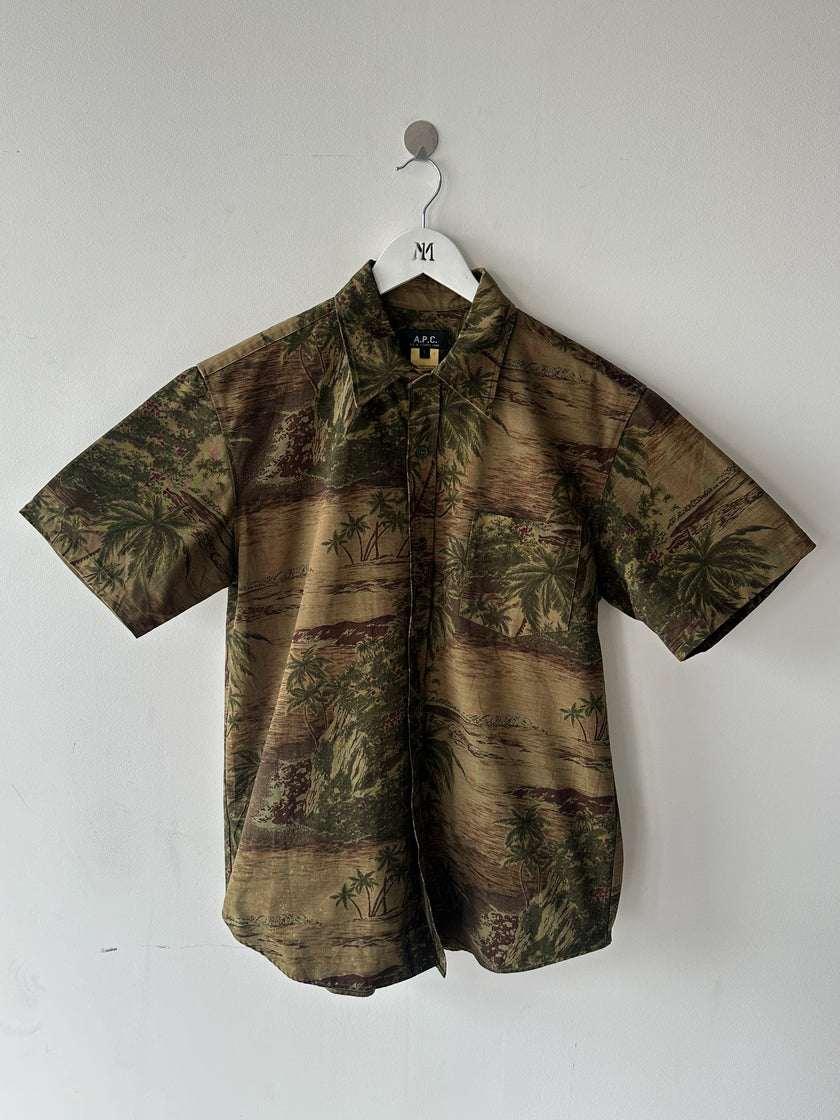A.P.C. - S/S 2004 TROPICAL PRINT TEXTURED SHORT SLEEVE SHIRT