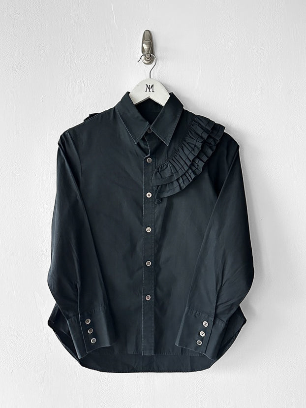 YOHJI YAMAMOTO Y'S - F/W 2016 SHIRT WITH RUFFLED YOKE OVER ONE SHOULDER AND BACK