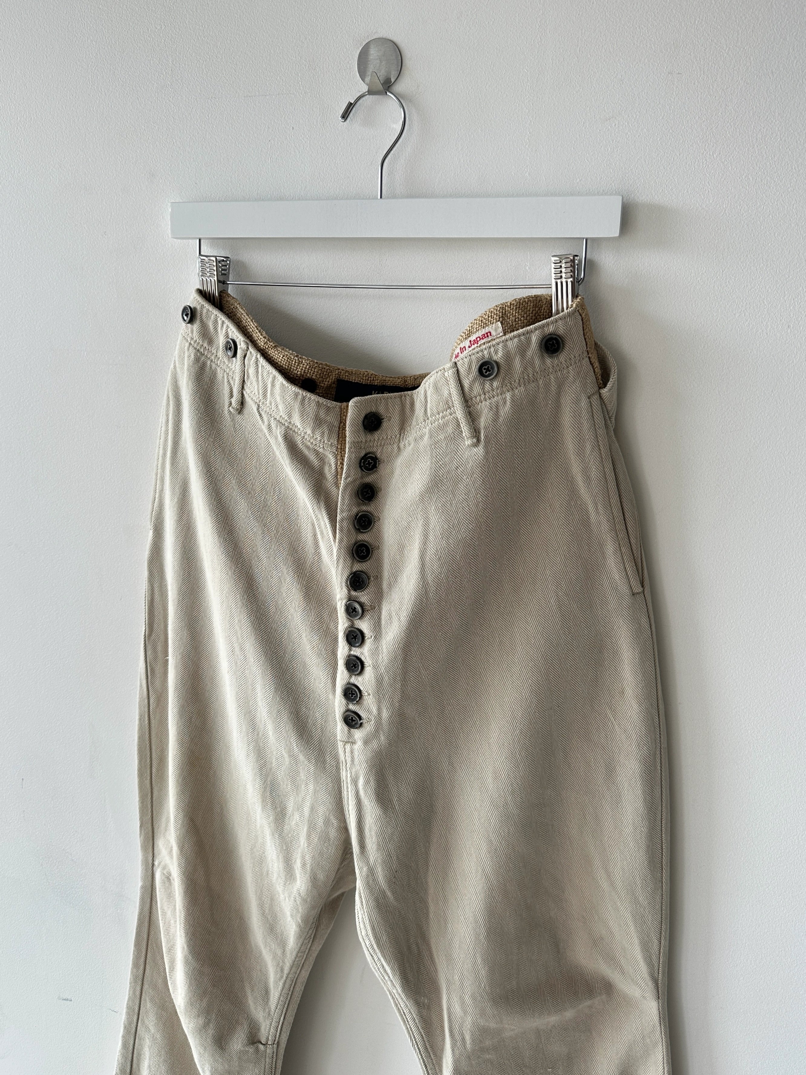 KAPITAL - 1990s LOW CROTCH  TROUSERS WITH WOVEN WAIST PANEL