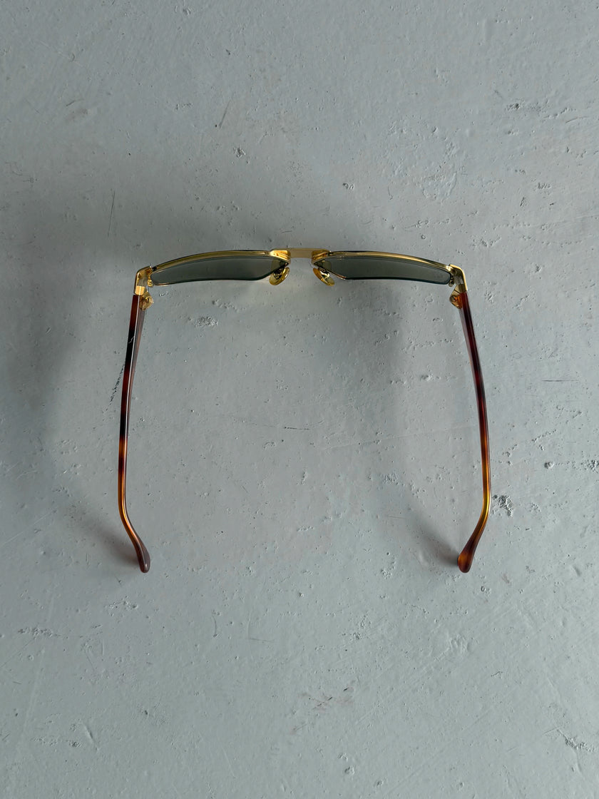 GIANFRANCO FERRÉ - 1990s GEOMETRIC SUNGLASSES WITH TORTOISESHELL ARMS
