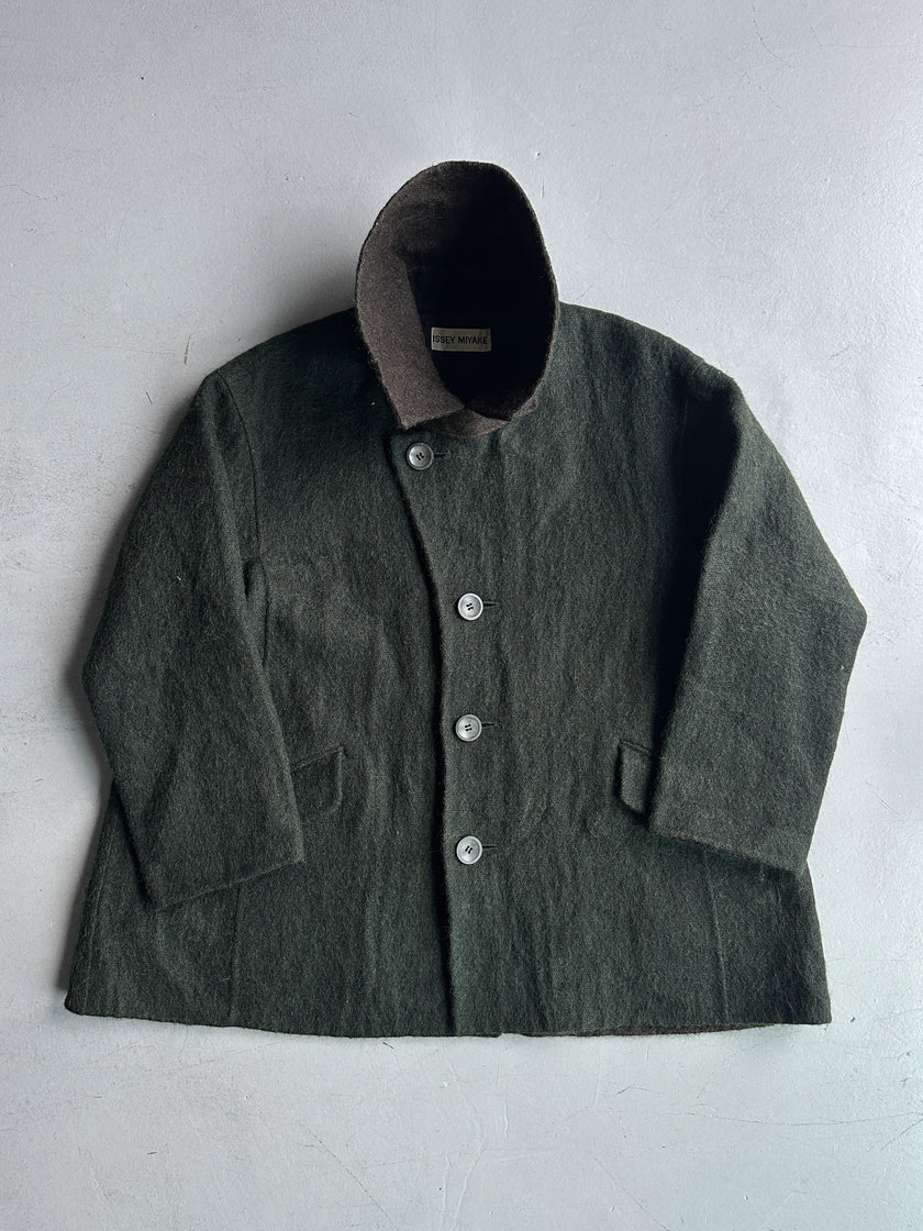 ISSEY MIYAKE - F/W 1995 CONTRASTING COLLAR FELTED WOOL JACKET