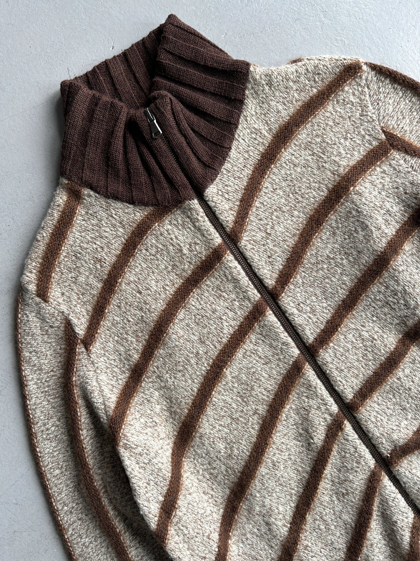 ROBERTO CAVALLI - 2000s OVERSIZED ZIPPED KNIT JUMPER