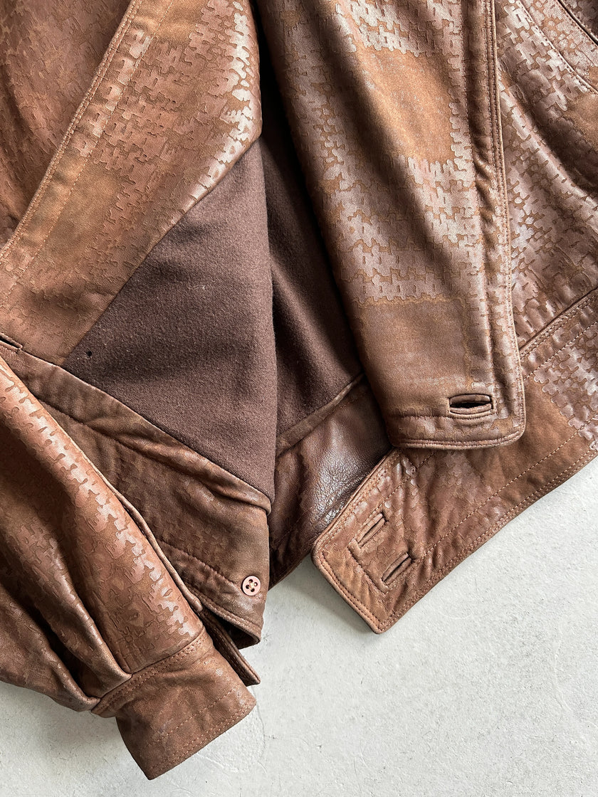 GIANNI VERSACE - 1980s LEATHER BOMBER JACKET WITH SHEARLING FUR