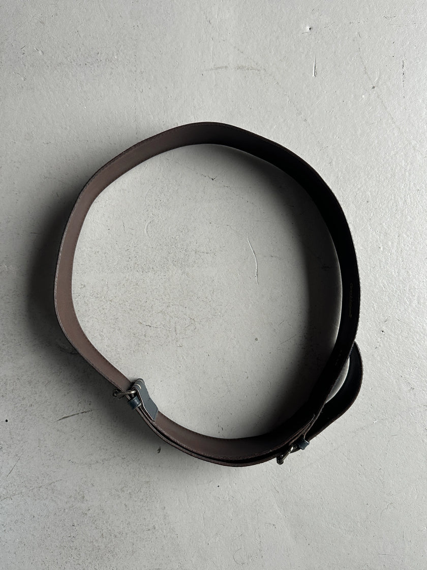 GIANNI VERSACE - 1980s DOUBLE BUCKLE LEATHER BELT