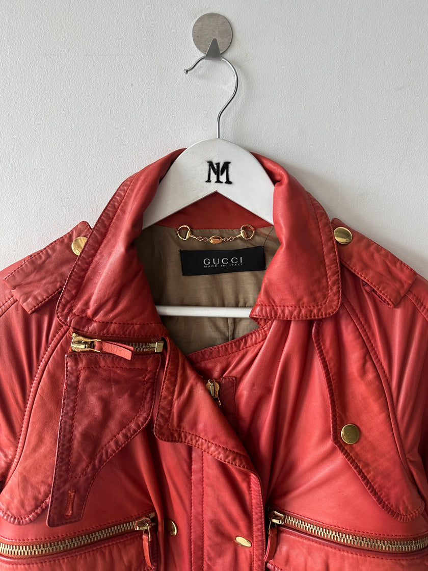 GUCCI - S/S 2009 ROLLED UP SLEEVE SOFT LEATHER BIKER JACKET