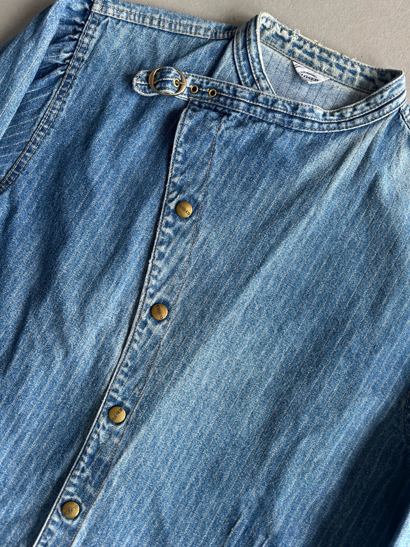 CLOSED - 1980S ASYMMETRICAL CLOSURE PINSTRIPED DENIM JACKET