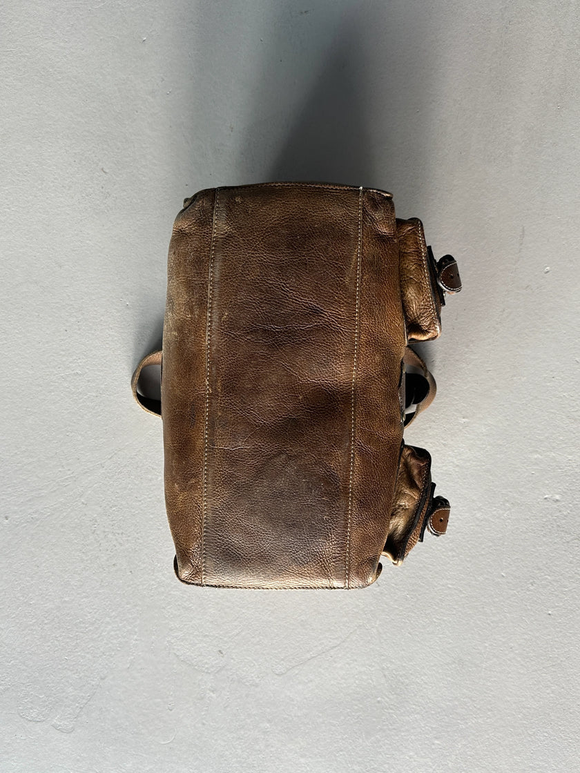 MULBERRY - 1990 DISTRESSED LEATHER ROXANNE BAG