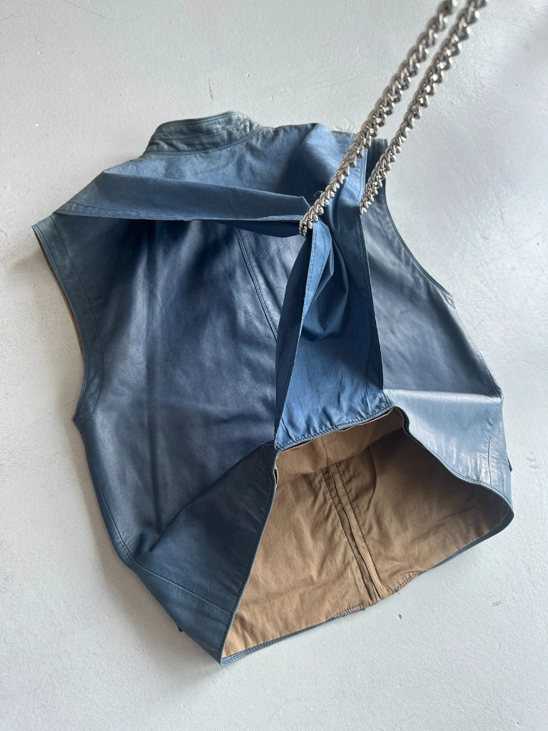 GIANNI VERSACE 1980s PANELED LEATHER GILET