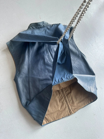 GIANNI VERSACE 1980s PANELED LEATHER GILET
