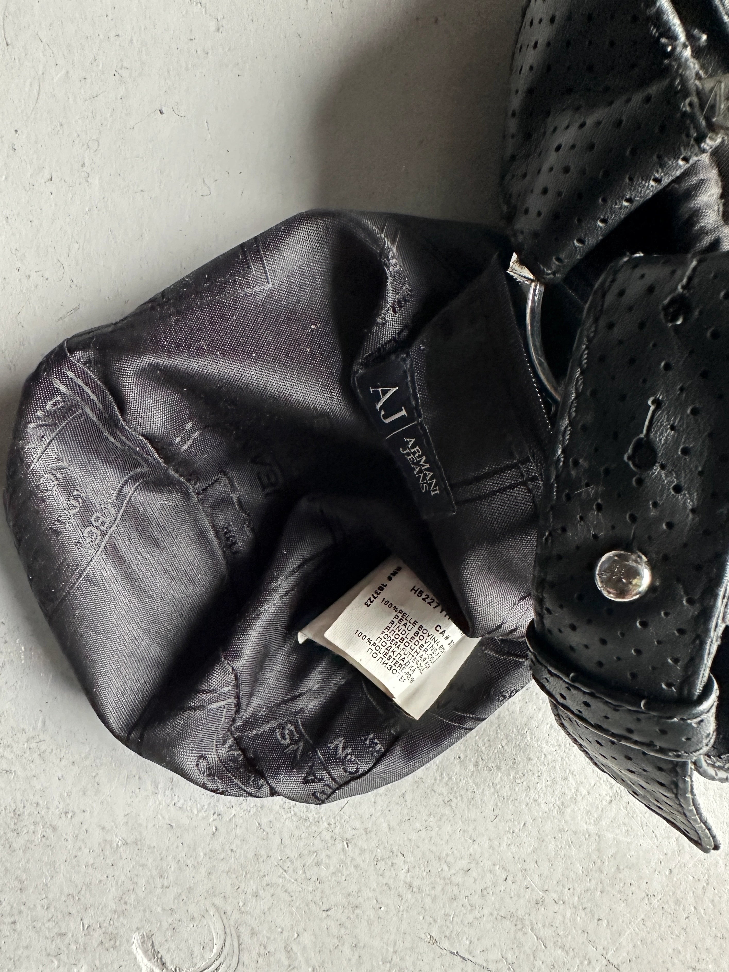 ARMANI JEANS - 2000s PERFORATED LEATHER BUCKET BAG
