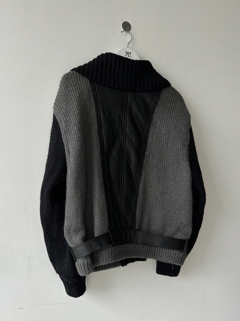 ICEBERG BY J.C. DE CASTELBAJAC - 1980s KNITTED JACKET WITH LEATHER PANEL