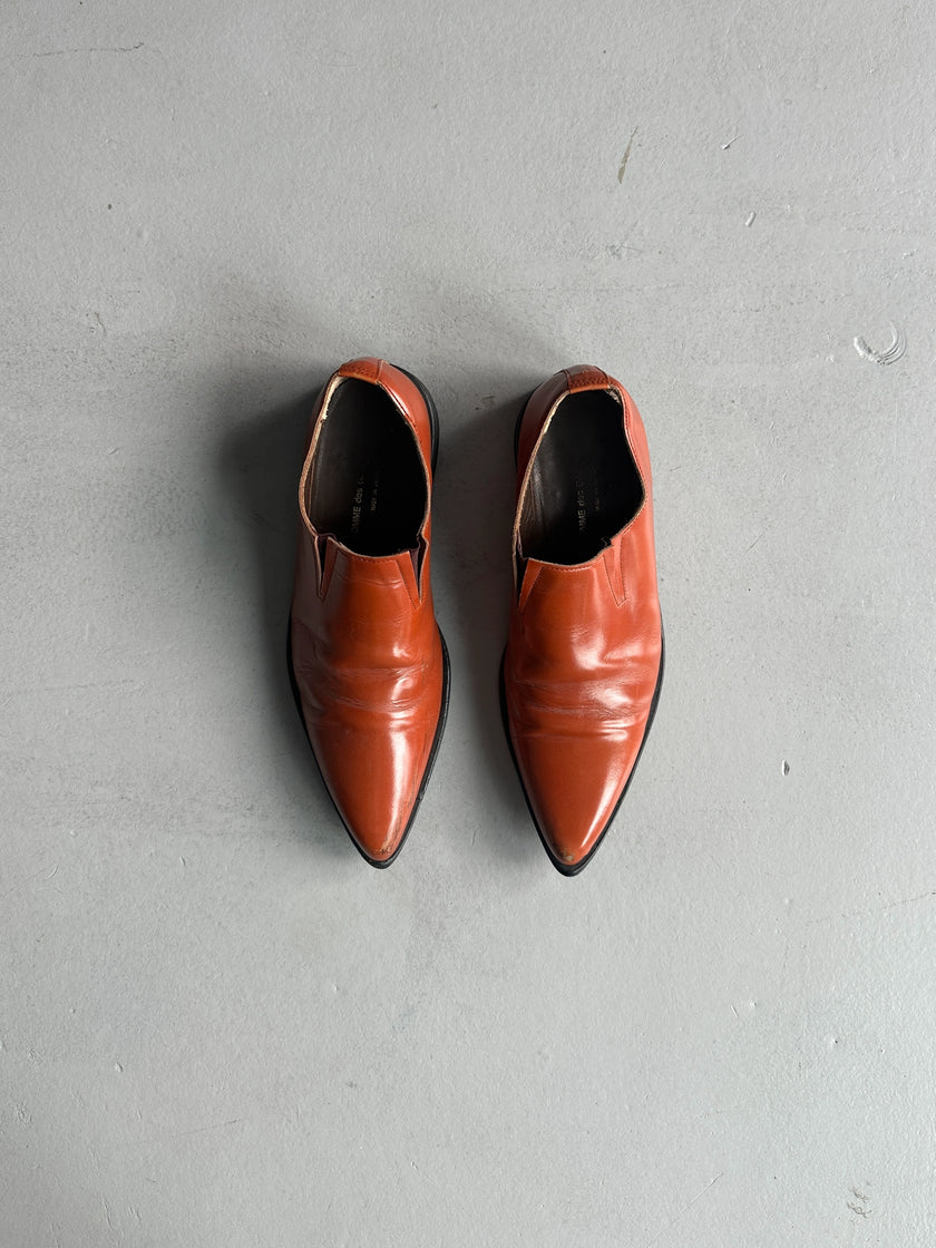 COMME DES GARÇONS - 1990s LEATHER POINTED SLIP ON SHOES
