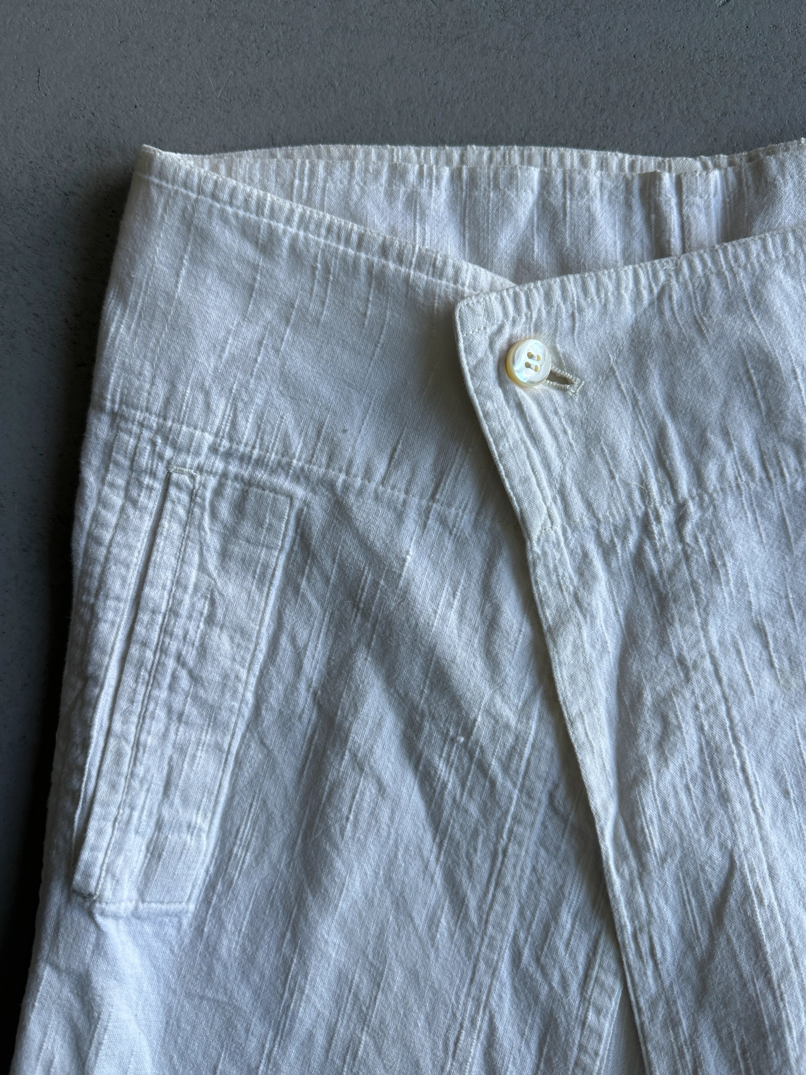 PLANTATION ISSEY MIYAKE - 1990s WRAP STYLE LINEN SHORTS