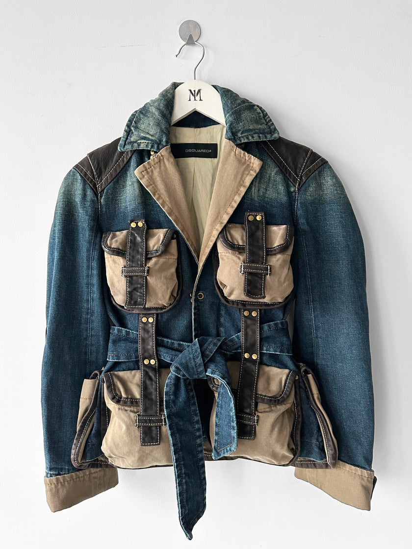 DSQUARED2 - F/W 2004 WRAP AROUND POCKETS FITTED DENIM JACKET