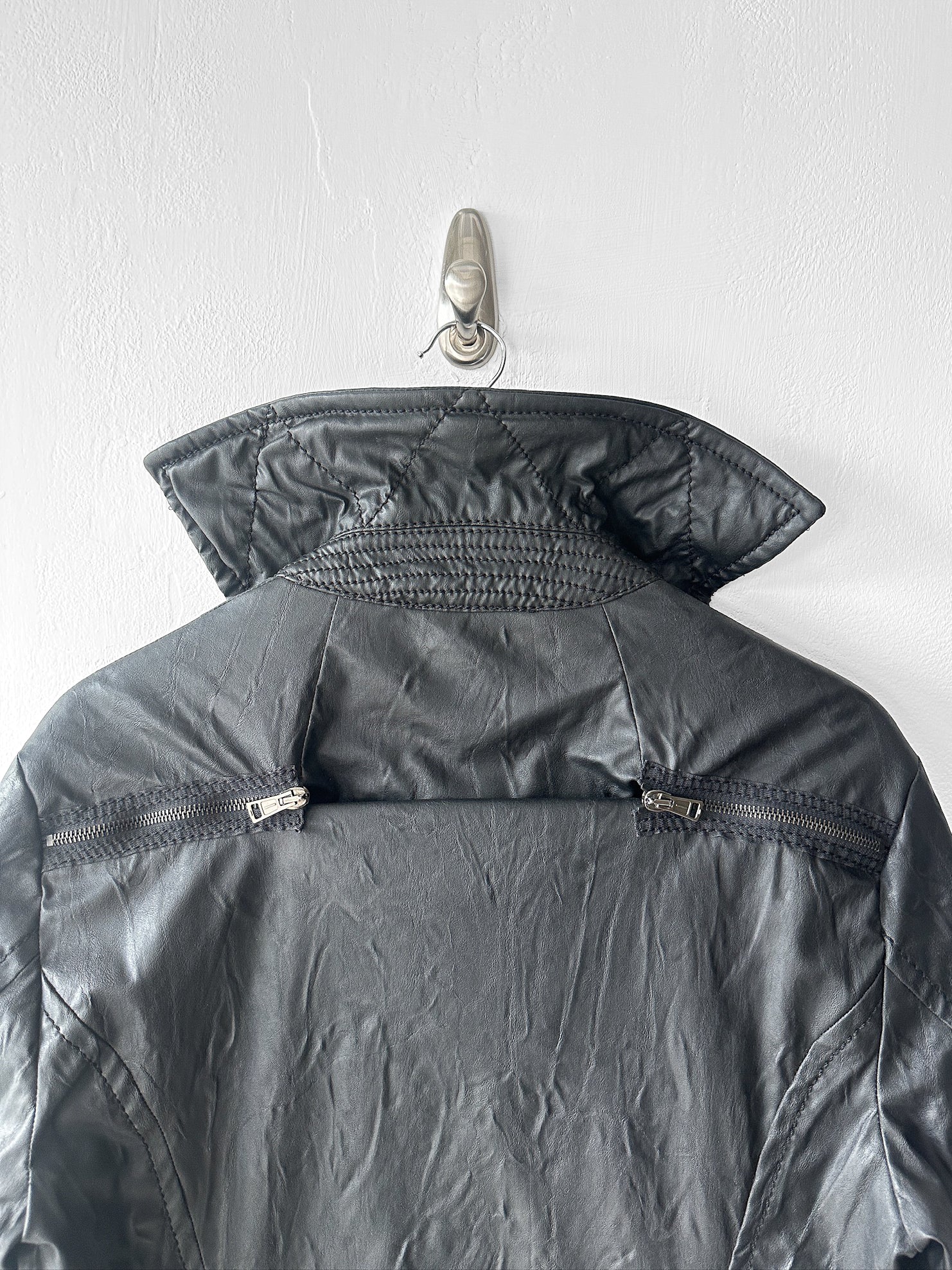 ANDREW MACKENZIE - F/W 2008 WAXED PVC LONG JACKET WITH ZIP DETAILS