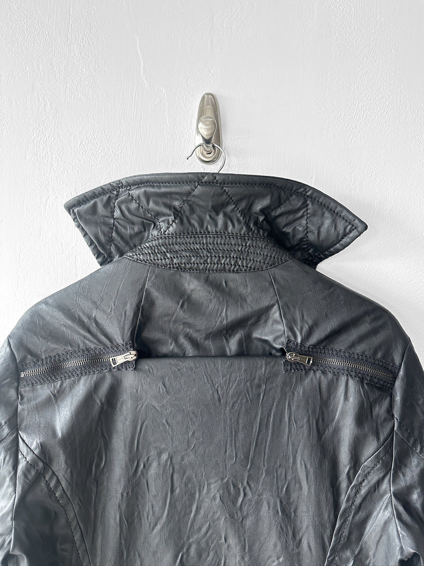 ANDREW MACKENZIE - F/W 2008 WAXED PVC LONG JACKET WITH ZIP DETAILS