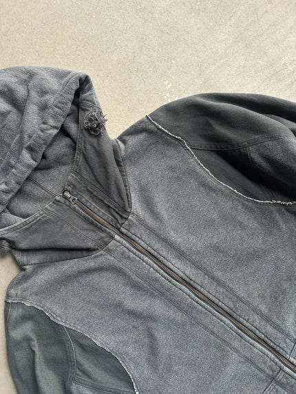 ISSEY MIYAKE - 1990s DENIM LOOK SLEEVE ZIPPED HOODIE