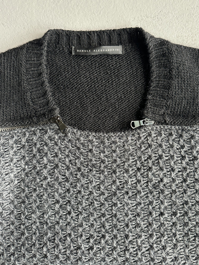 DANIELE ALESSANDRINI - 1990s KNIT JUMPER WITH DOUBLE ZIP DETAILS