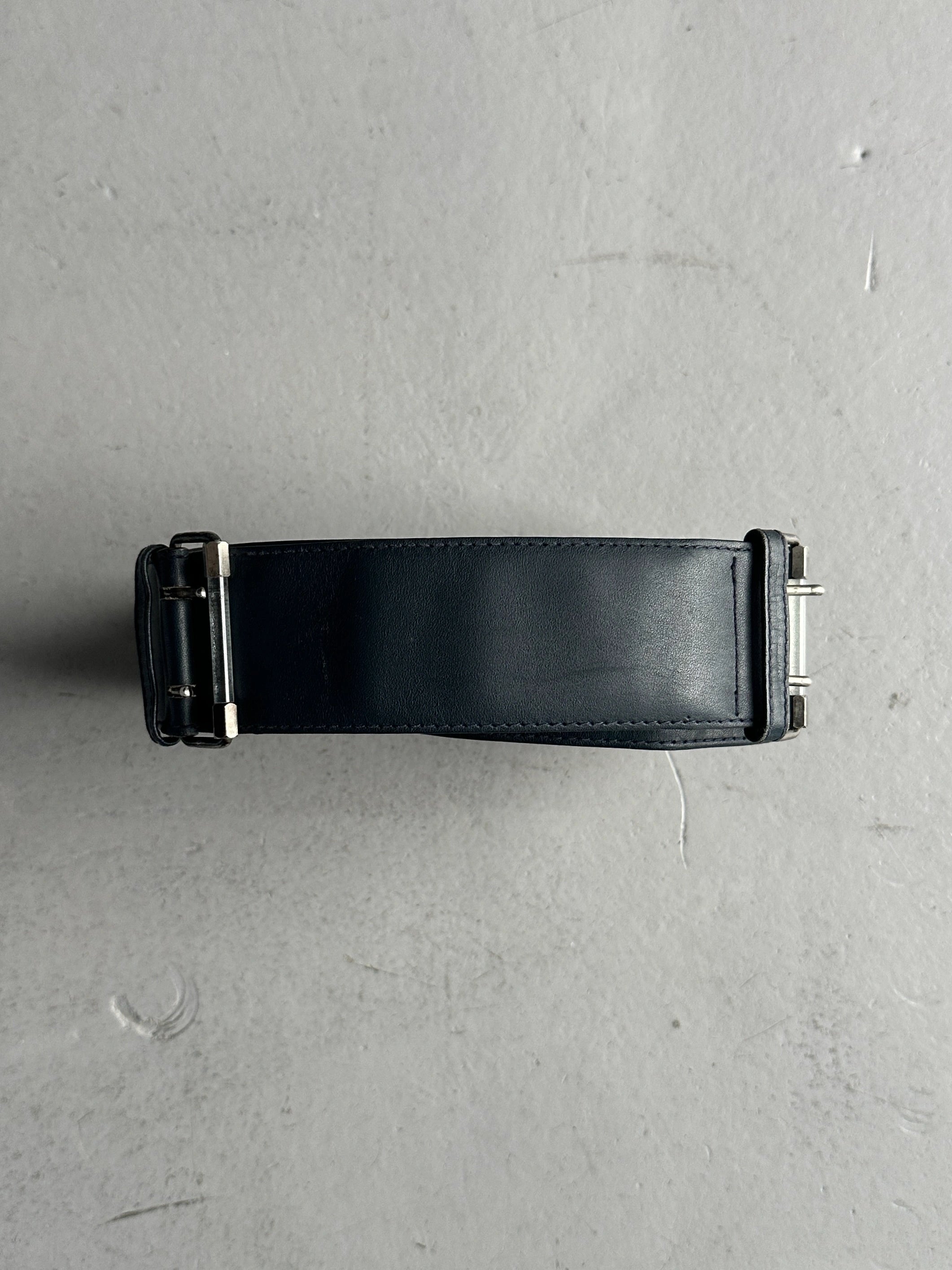 GIANNI VERSACE - 1980s DOUBLE BUCKLE LEATHER BELT