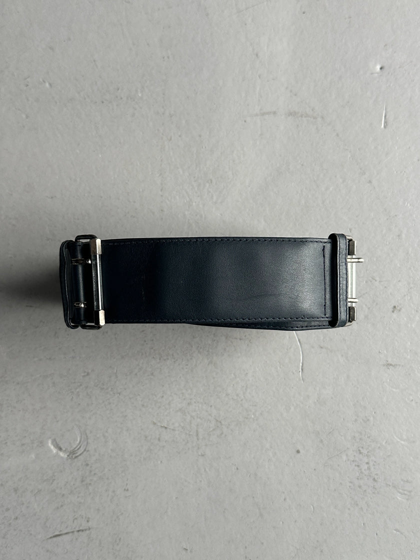 GIANNI VERSACE - 1980s DOUBLE BUCKLE LEATHER BELT
