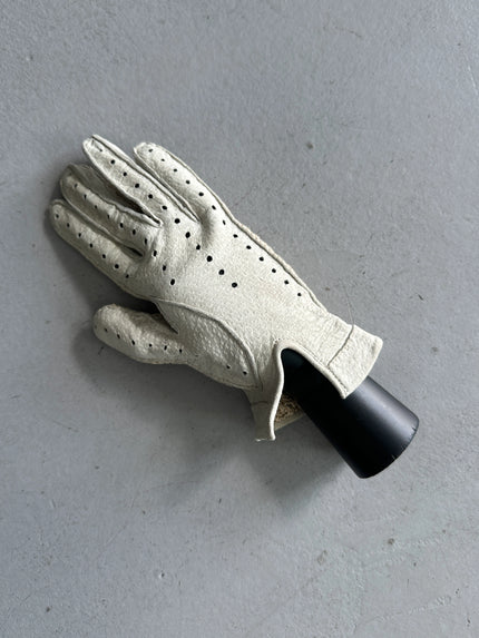 TRUSSARDI - 1990s LEATHER AND CROCHET BACK GLOVES