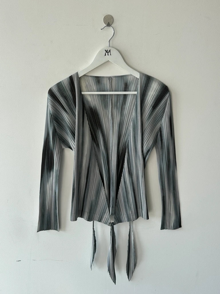 ISSEY MIYAKE - S/S 2015 PLEATED WRAP FRONT LONG SLEEVE TOP