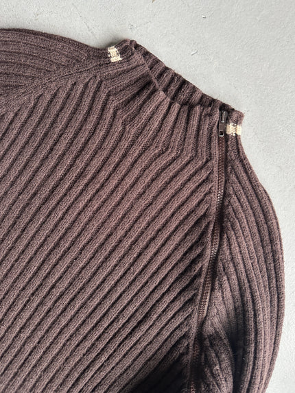 DANIELE ALESSANDRINI - 1990s RIBBED KNIT JUMPER WITH FULL ASYMMETRICAL SIDE ZIP