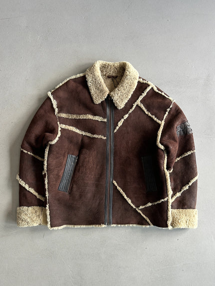 ZINO & JUDY - 1990s PANELED SHEARLING BOMBER JACKET