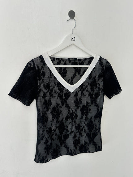 ITALIAN LABEL - 1990s LAYERED FRONT LACE T-SHIRT