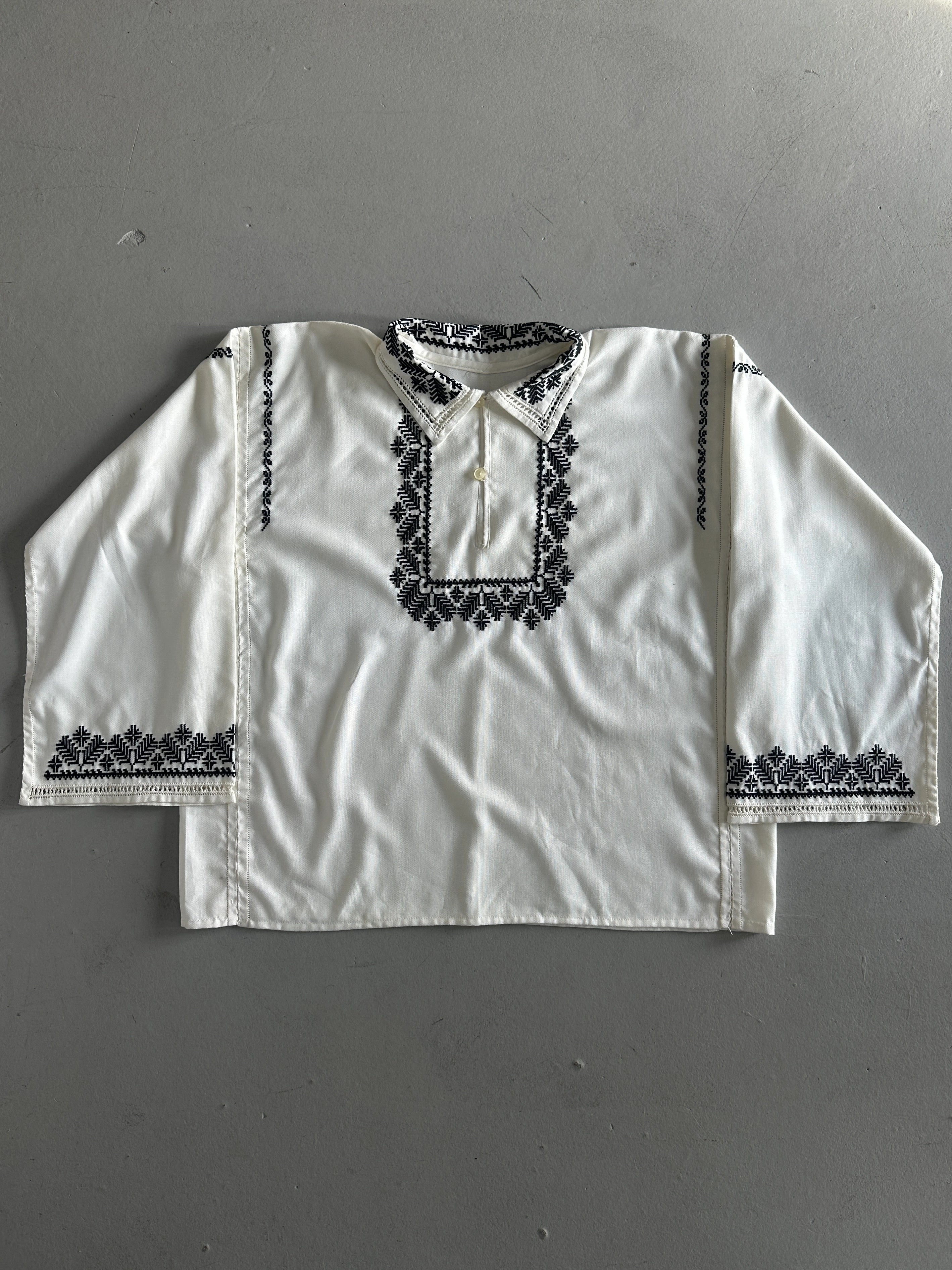 1970s EMBROIDERED WIDE SLEEVE TUNIC SHIRT