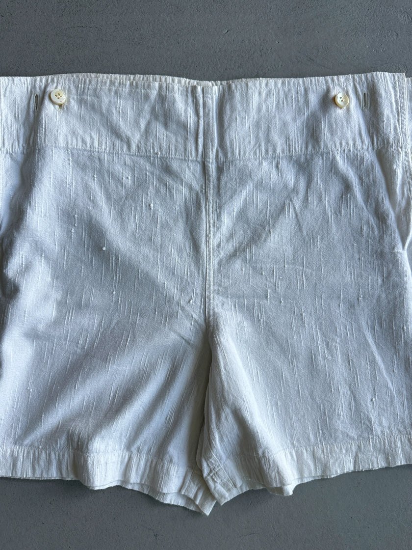 PLANTATION ISSEY MIYAKE - 1990s WRAP STYLE LINEN SHORTS