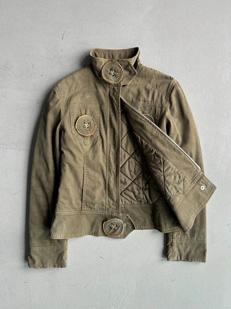 MOSCHINO - 2000s FITTED JACKET WITH OVERSIZED BUTTON DETAILS