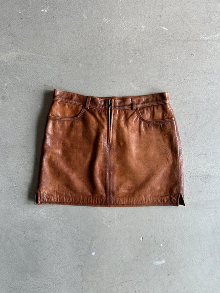 1980s LEATHER MINI SKIRT