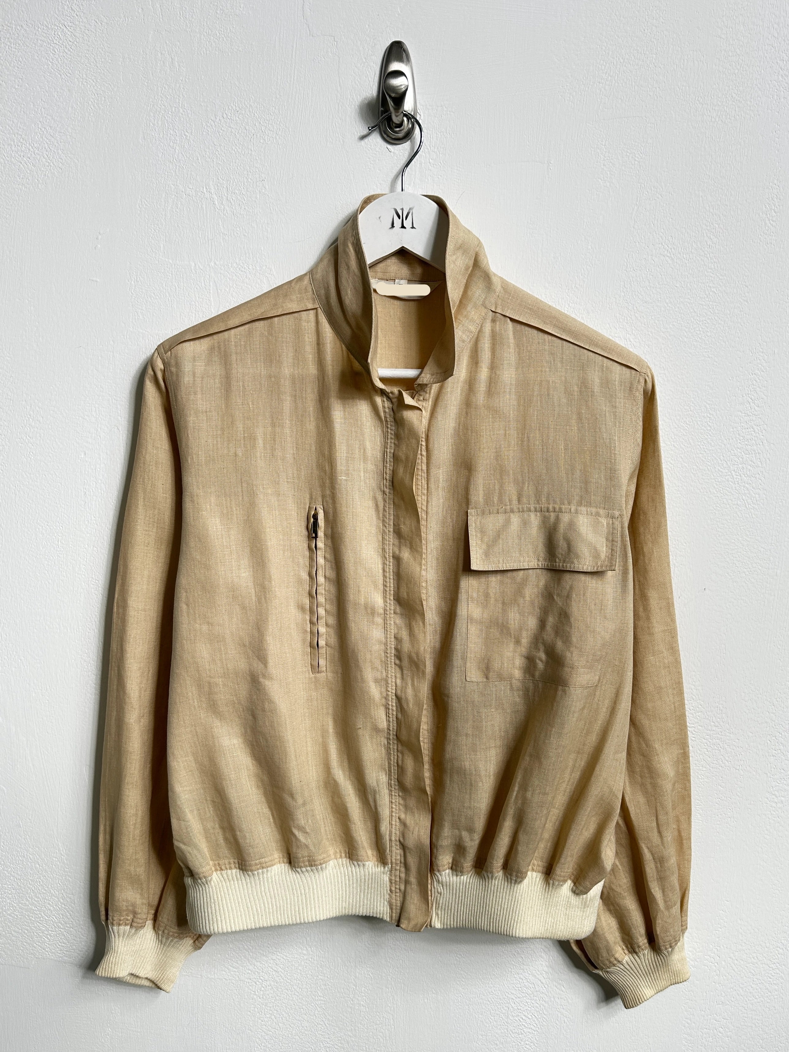 ITALIAN LABEL 1980s LINEN BLOUSON JACKET