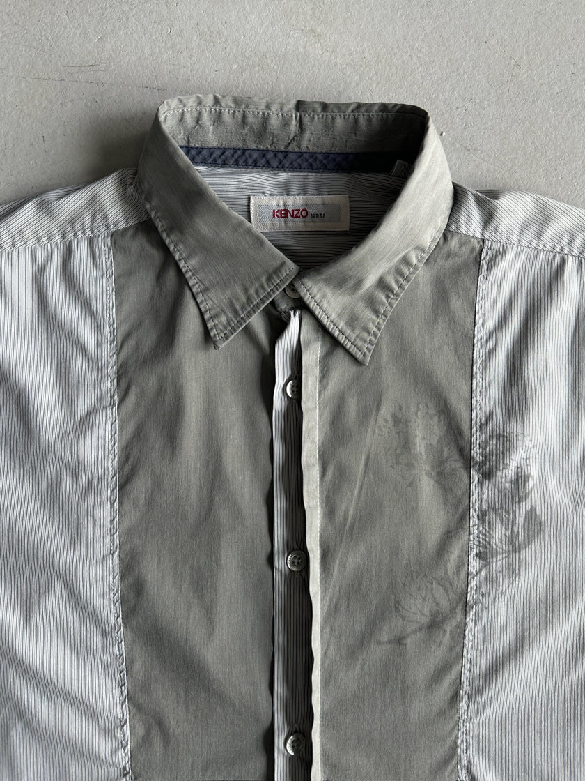 KENZO - 2000s CONTRASTING PANEL LONG SLEEVE SHIRT