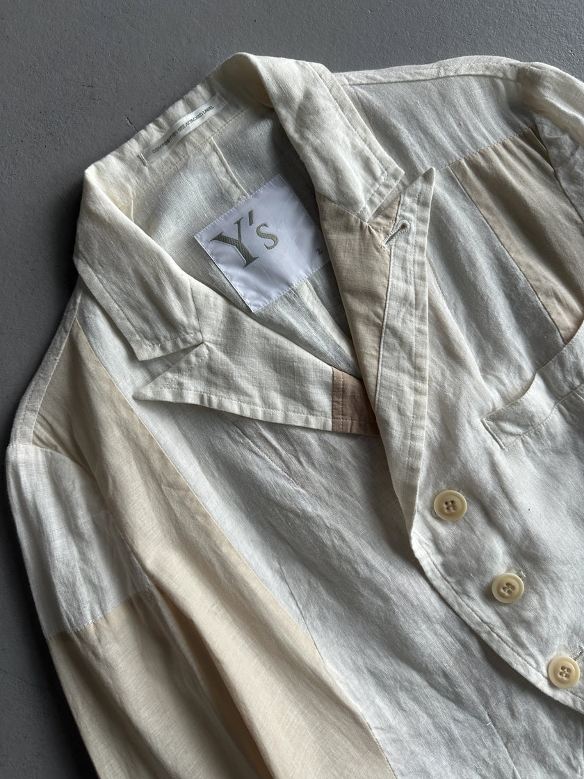 YOHJI YAMAMOTO Y'S - 1990s COLOUR BLOCKING LINEN BLAZER
