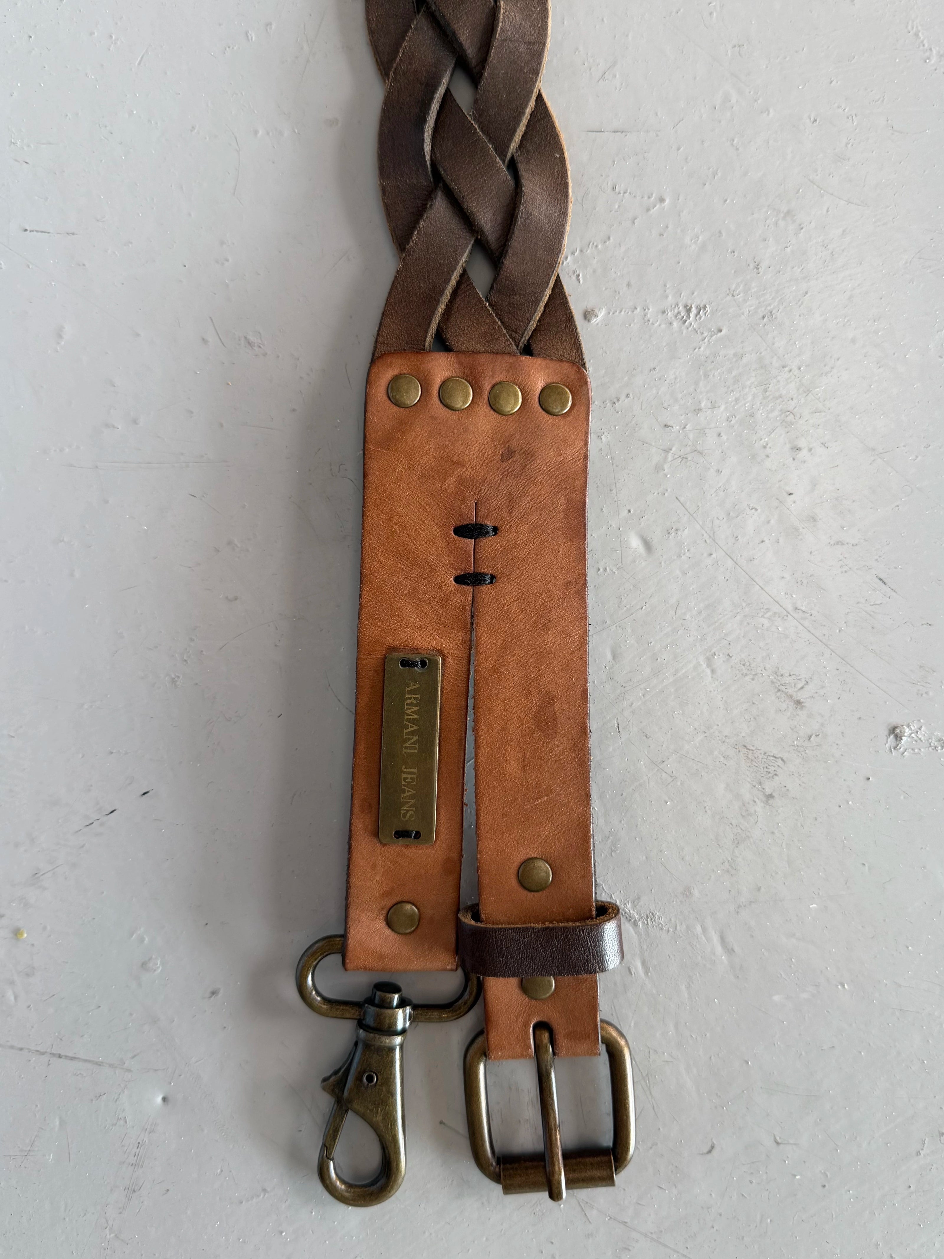 ARMANI JEANS - early 2000s BRAIDED LEATHER BELT