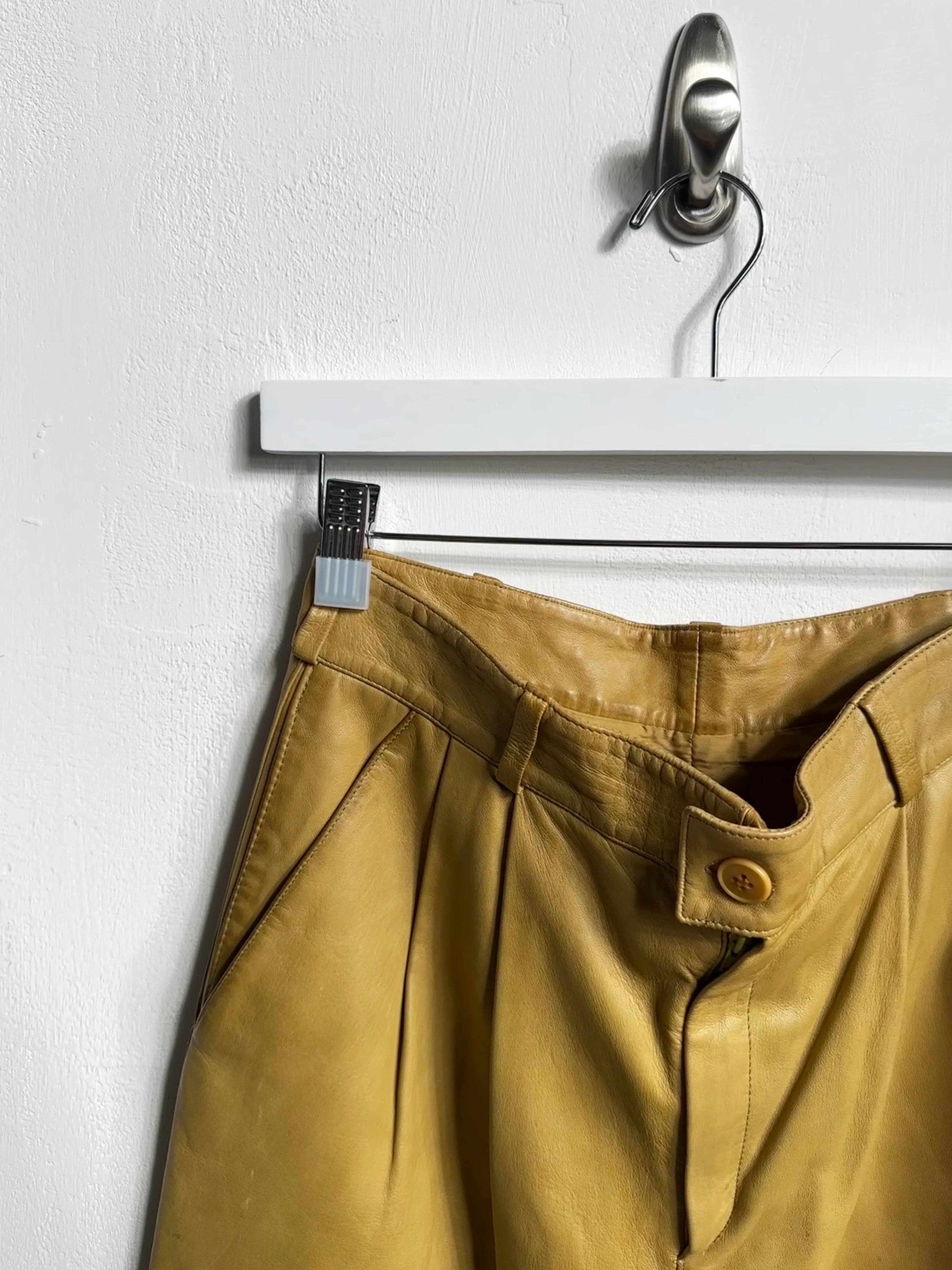 GIANNI VERSACE - 1980s LEATHER TROUSERS WITH FRONT PLEATS